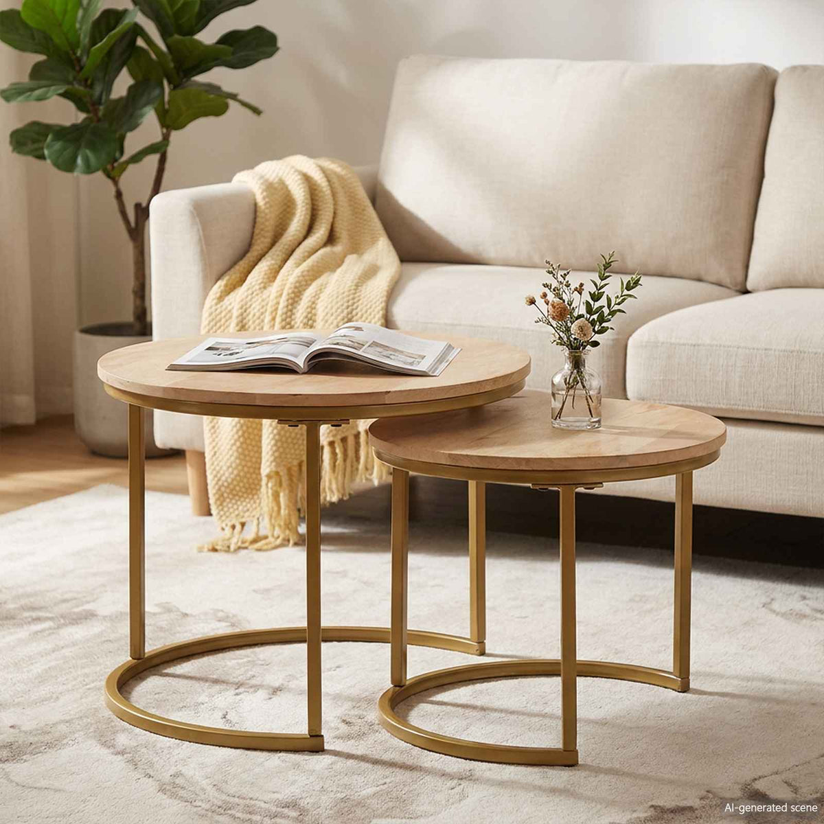 Nesting Kaffeborde 2 stk. Brun 50 x 50 x 40 cm