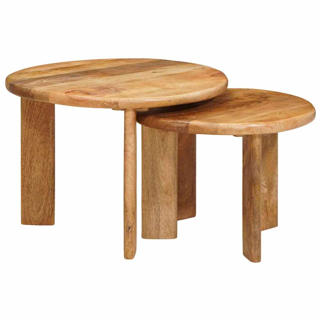 Nesting Kaffeborde 2 stk. Brun Ø 50 x 40 cm Massivt mangotræ