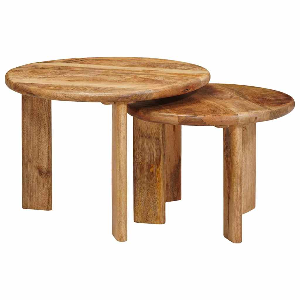 Nesting Kaffeborde 2 stk. Brun Ø 50 x 40 cm Massivt mangotræ