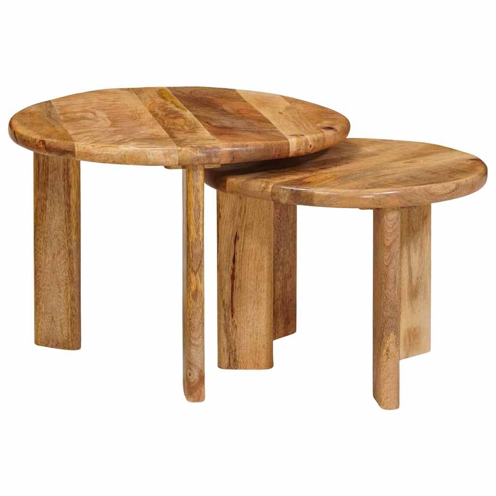 Nesting Kaffeborde 2 stk. Brun Ø 50 x 40 cm Massivt mangotræ