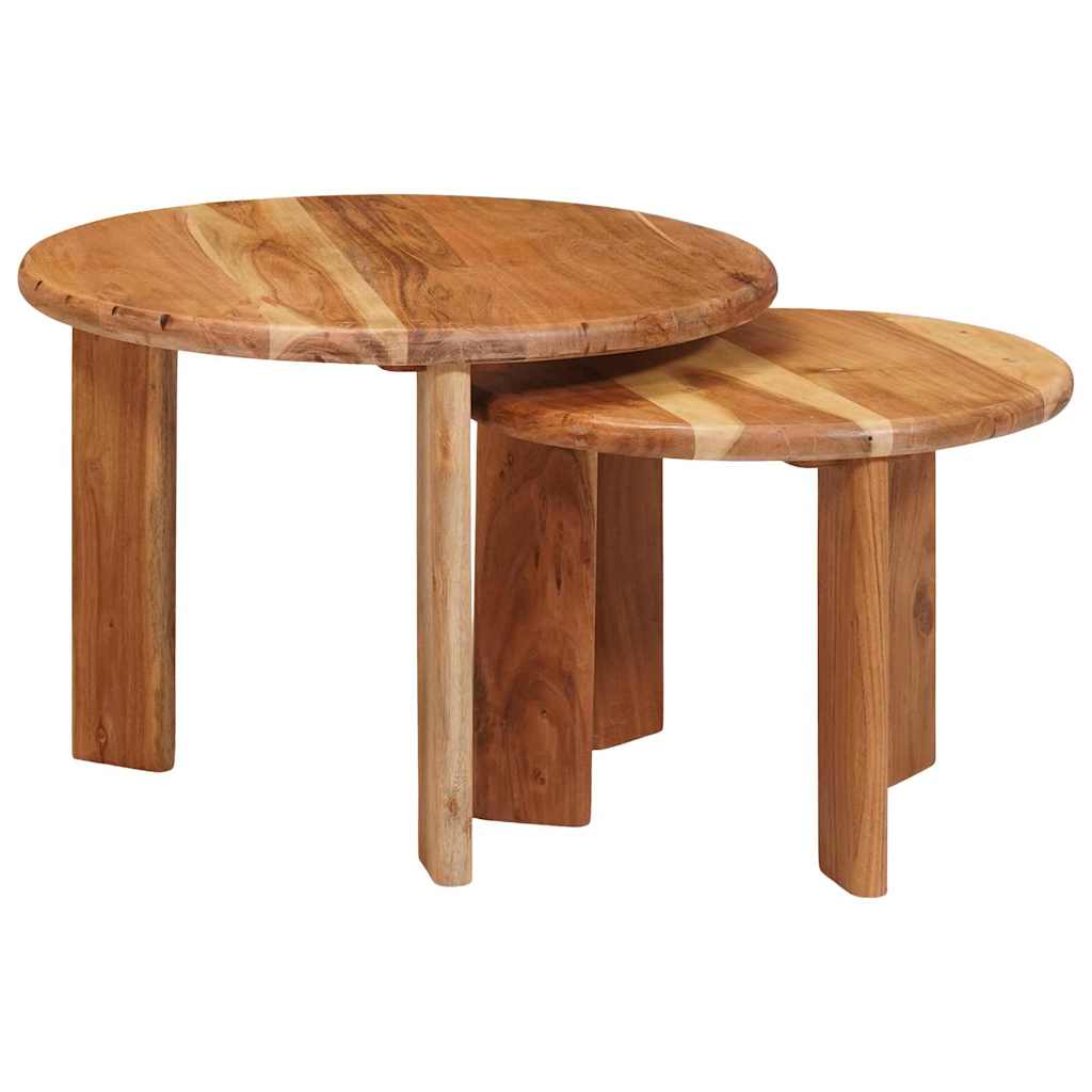 Nesting Kaffeborde 2 stk. Brun Ø 50 x 40 cm Massivt Akacietræ