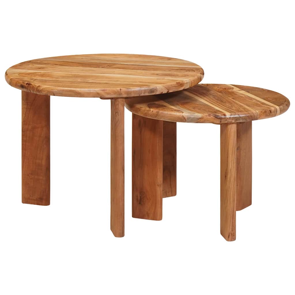 Nesting Kaffeborde 2 stk. Brun Ø 50 x 40 cm Massivt Akacietræ