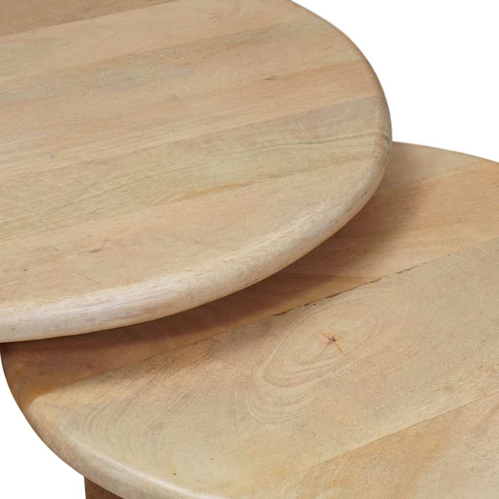 Nesting Kaffeborde 2 stk. Hvid Ø 50 x 40 cm Massivt mangotræ