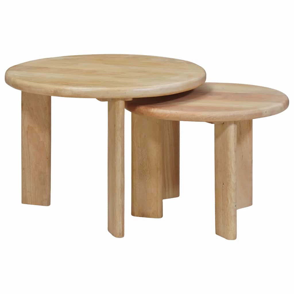 Nesting Kaffeborde 2 stk. Hvid Ø 50 x 40 cm Massivt mangotræ