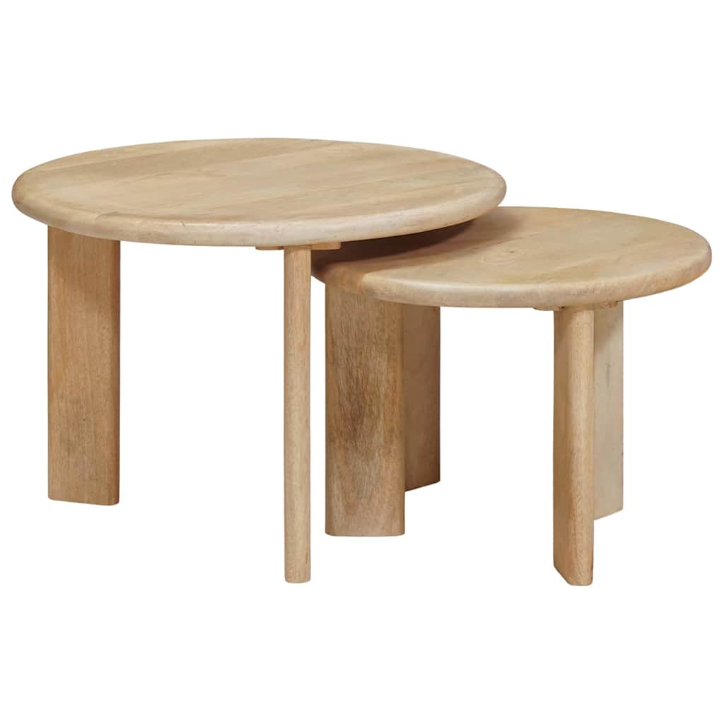 Nesting Kaffeborde 2 stk. Hvid Ø 50 x 40 cm Massivt mangotræ