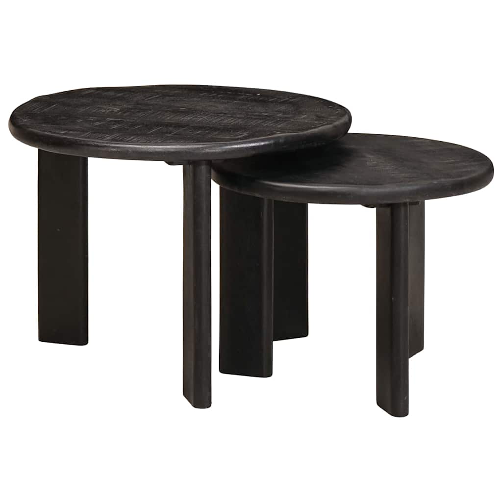 Nesting Kaffeborde 2 stk. Sort Ø 50 x 40 cm Massivt mangotræ
