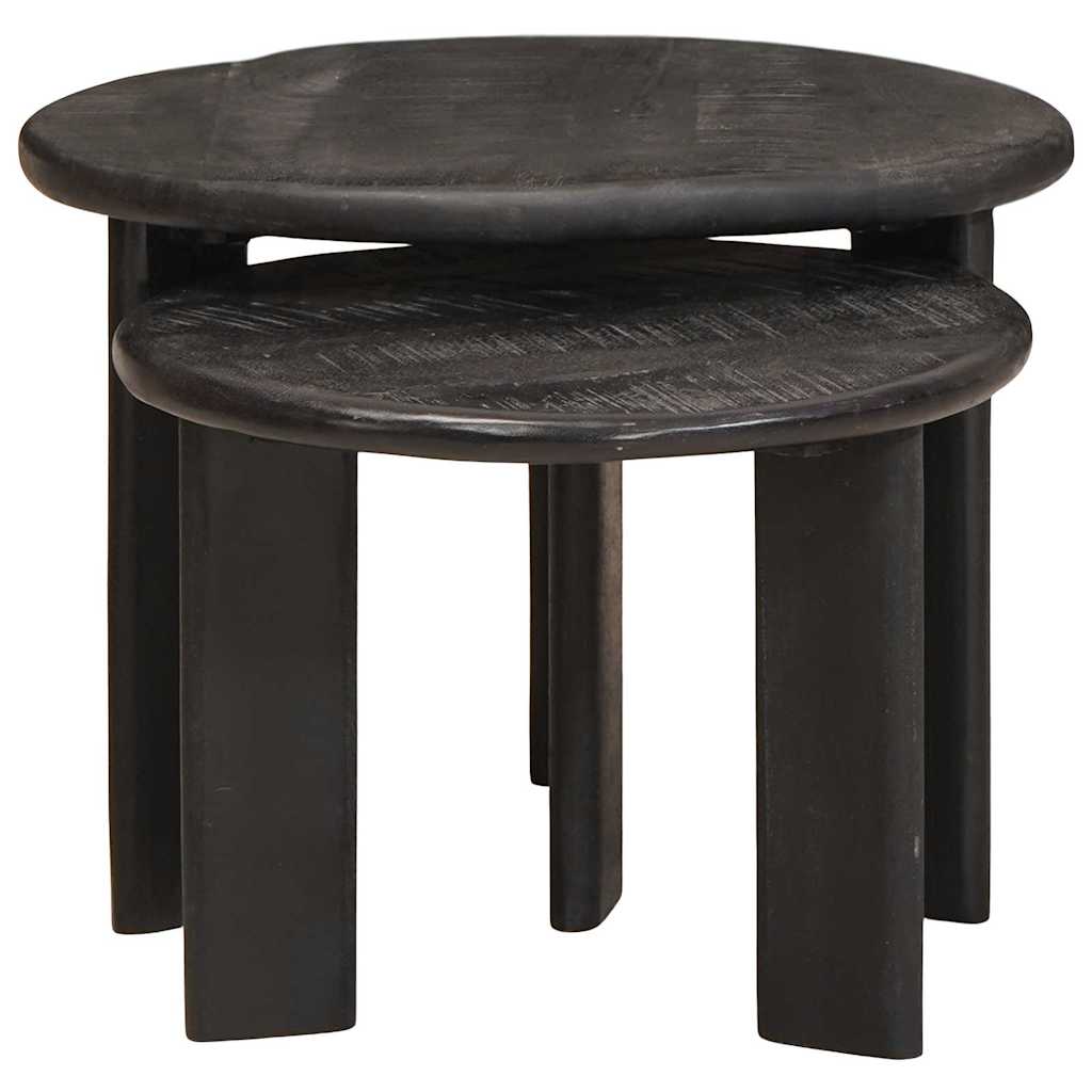 Nesting Kaffeborde 2 stk. Sort Ø 50 x 40 cm Massivt mangotræ