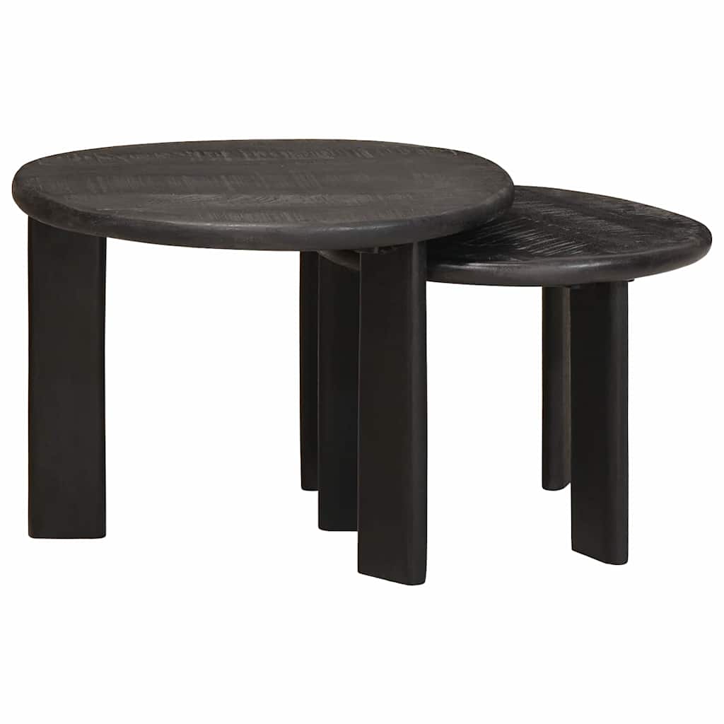 Nesting Kaffeborde 2 stk. Sort Ø 50 x 40 cm Massivt mangotræ