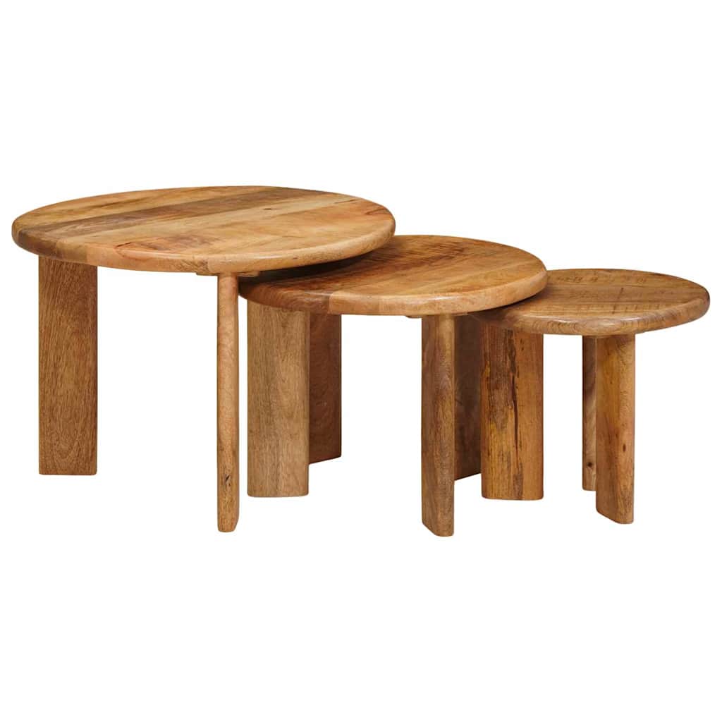 Nesting Kaffeborde 3 stk. Brun Ø 54 x 40 cm Massivt mangotræ