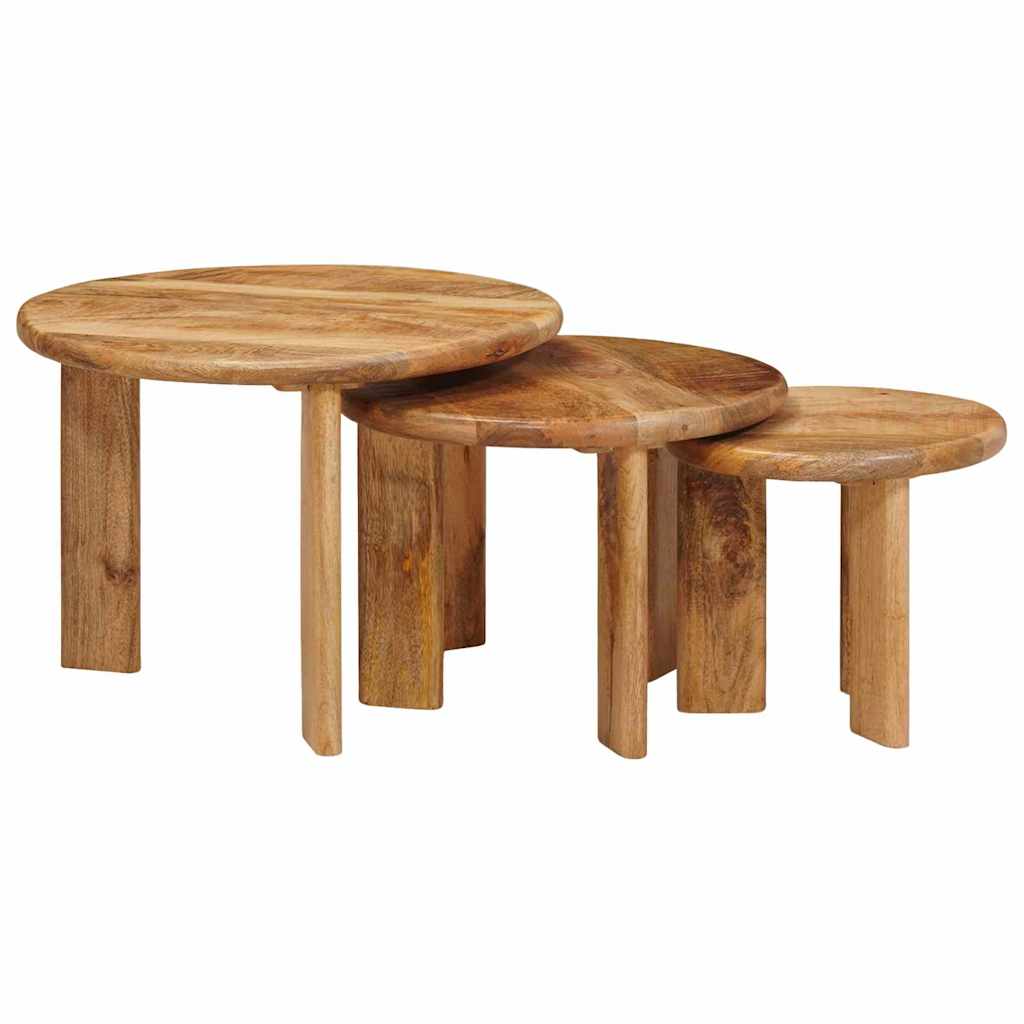Nesting Kaffeborde 3 stk. Brun Ø 54 x 40 cm Massivt mangotræ