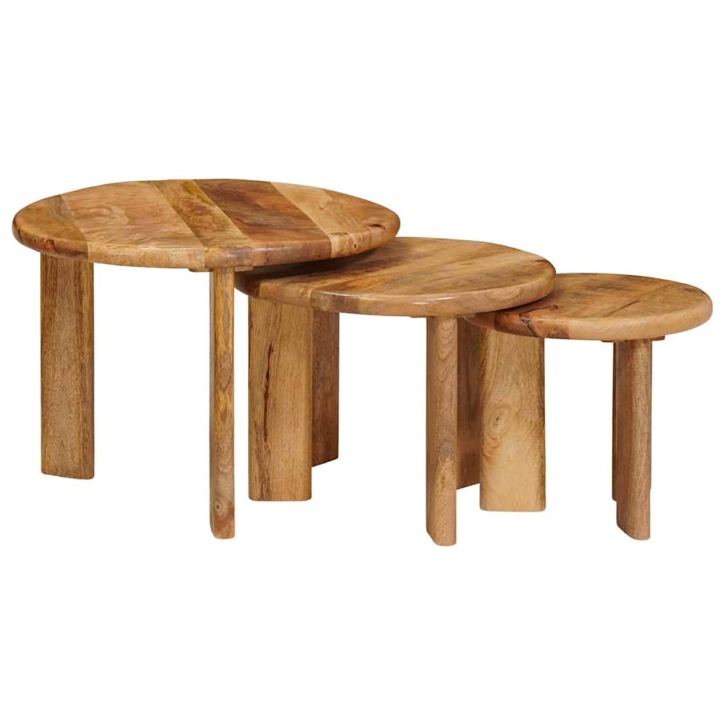 Nesting Kaffeborde 3 stk. Brun Ø 54 x 40 cm Massivt mangotræ