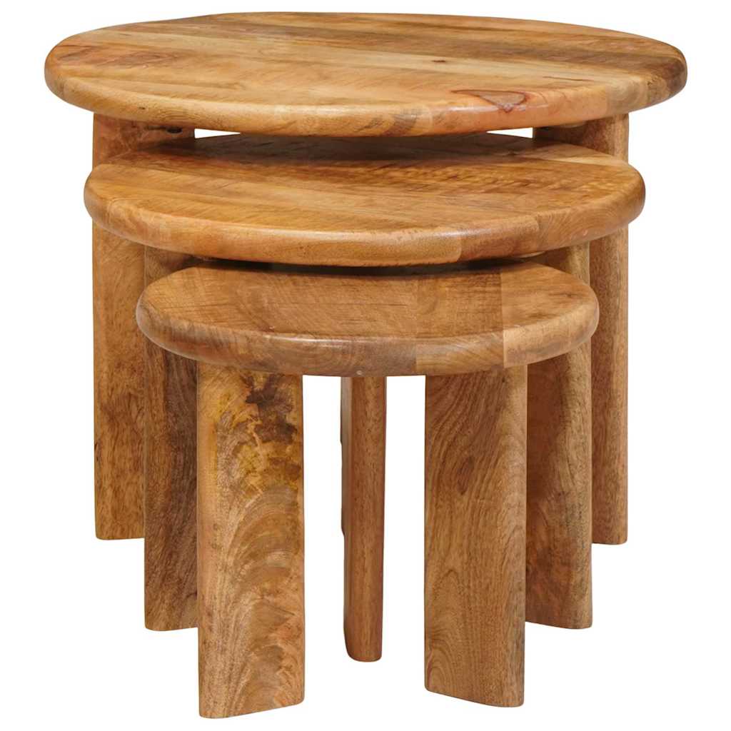Nesting Kaffeborde 3 stk. Brun Ø 54 x 40 cm Massivt mangotræ