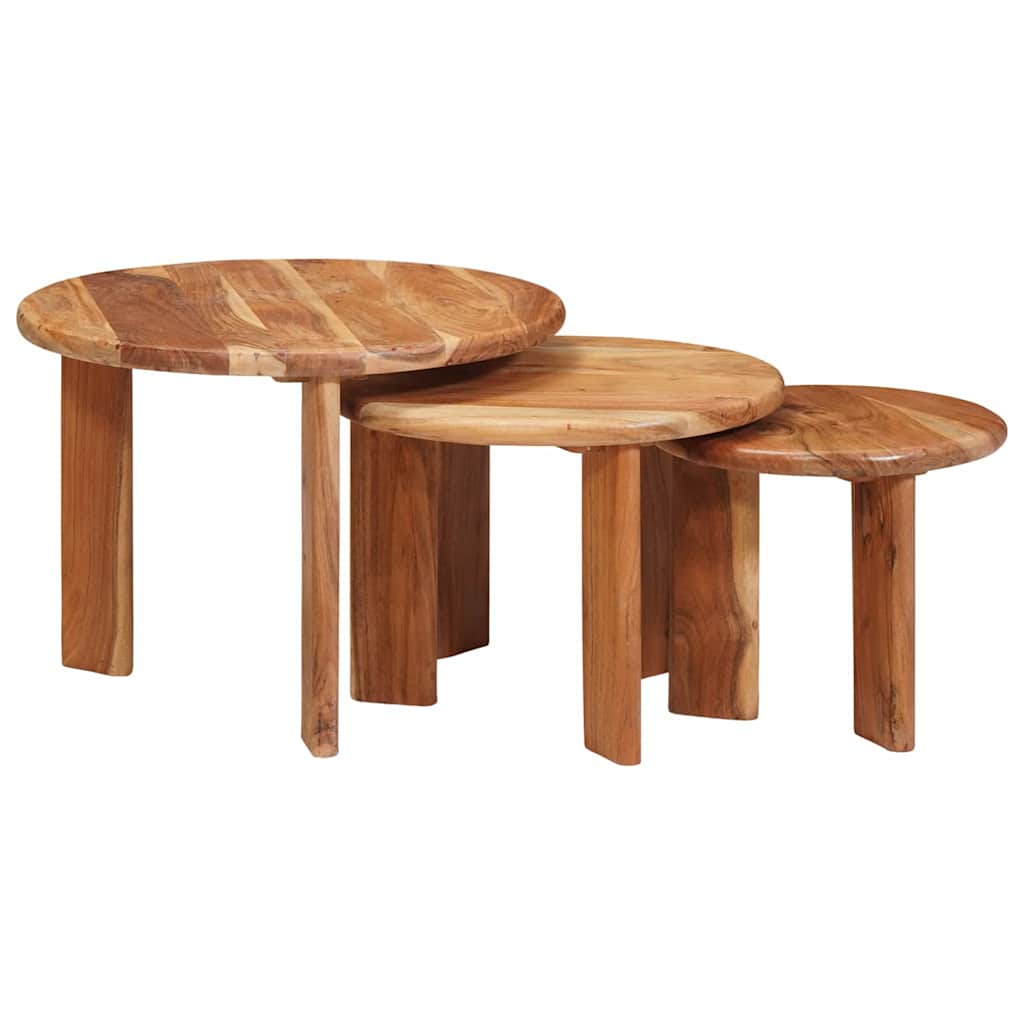 Nesting Kaffeborde 3 stk. Brun Ø 54 x 40 cm Massivt Akacietræ