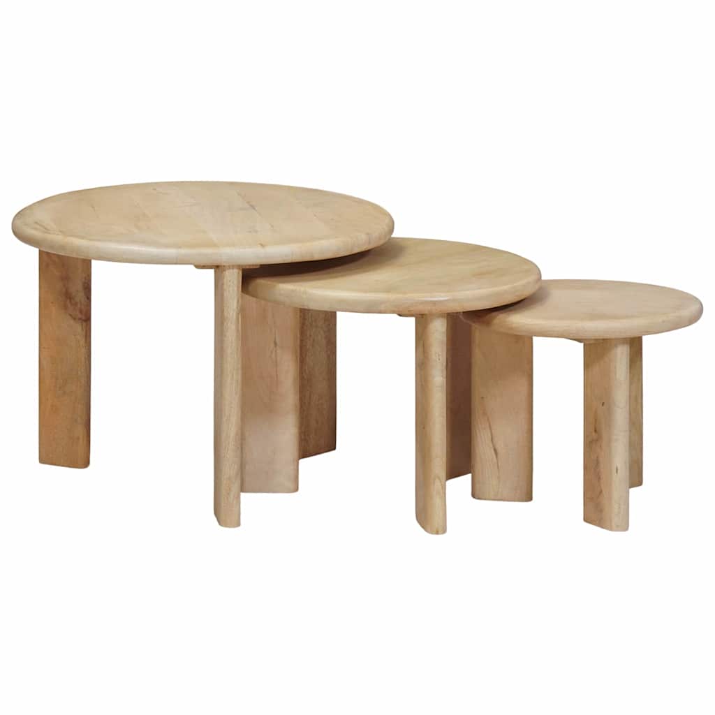 Nesting Kaffeborde 3 stk. Sort Ø 54 x 40 cm Massivt mangotræ