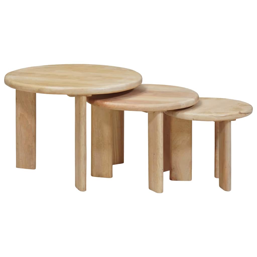 Nesting Kaffeborde 3 stk. Sort Ø 54 x 40 cm Massivt mangotræ