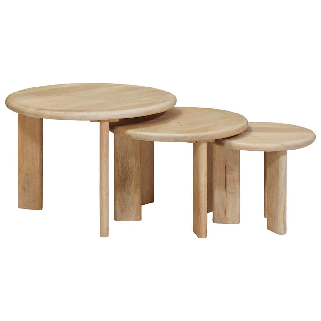 Nesting Kaffeborde 3 stk. Sort Ø 54 x 40 cm Massivt mangotræ