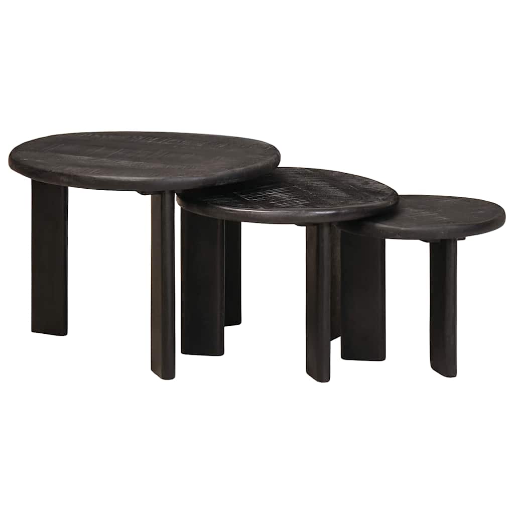 Nesting Kaffeborde 3 stk. Hvid Ø 54 x 40 cm Massivt mangotræ