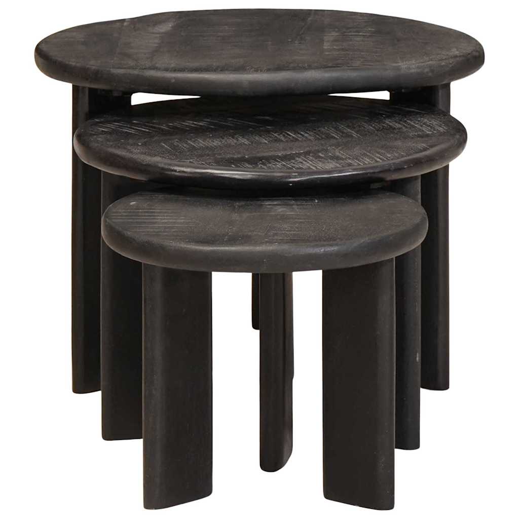 Nesting Kaffeborde 3 stk. Hvid Ø 54 x 40 cm Massivt mangotræ