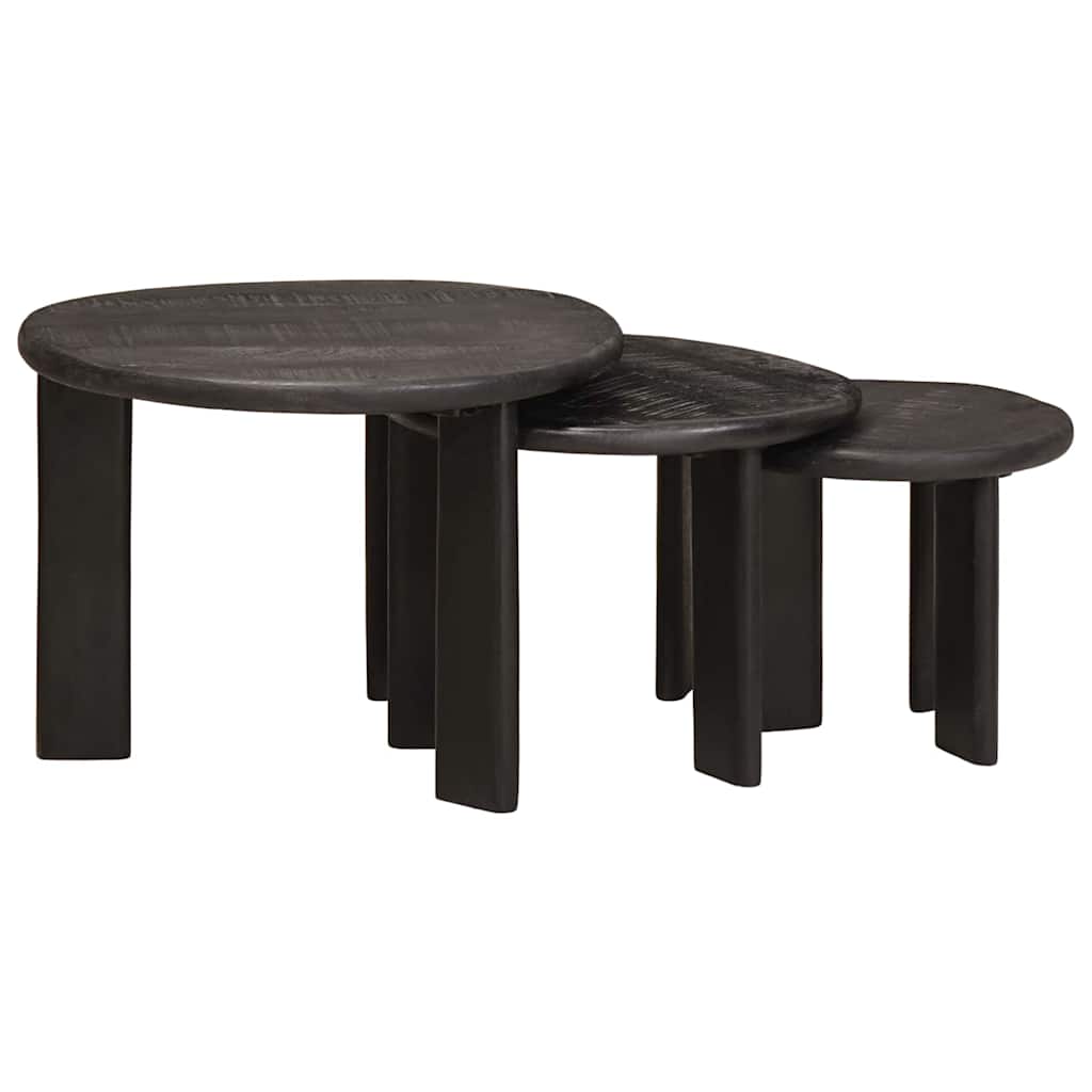 Nesting Kaffeborde 3 stk. Hvid Ø 54 x 40 cm Massivt mangotræ