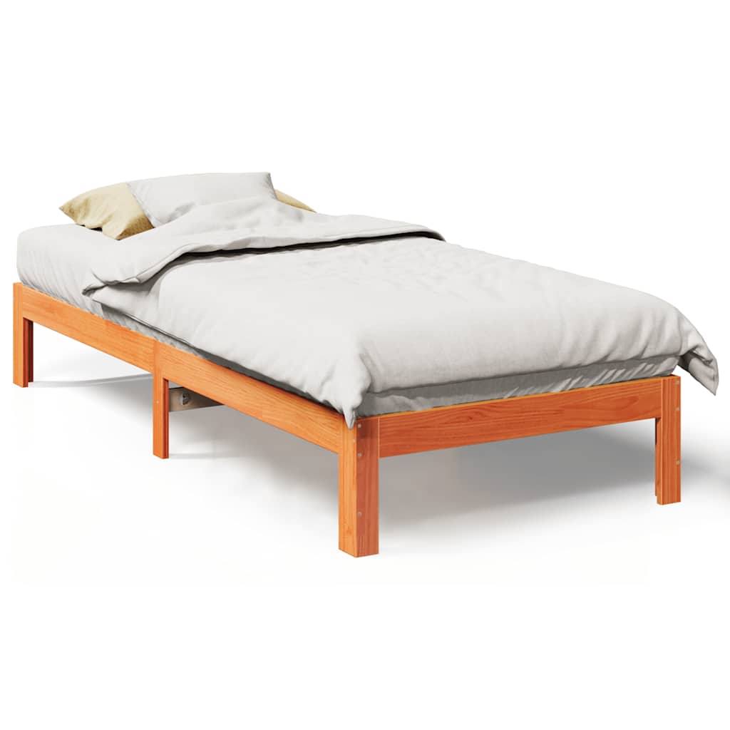 sengeramme uden madras 80x200 cm massivt fyrretræ gyldenbrun