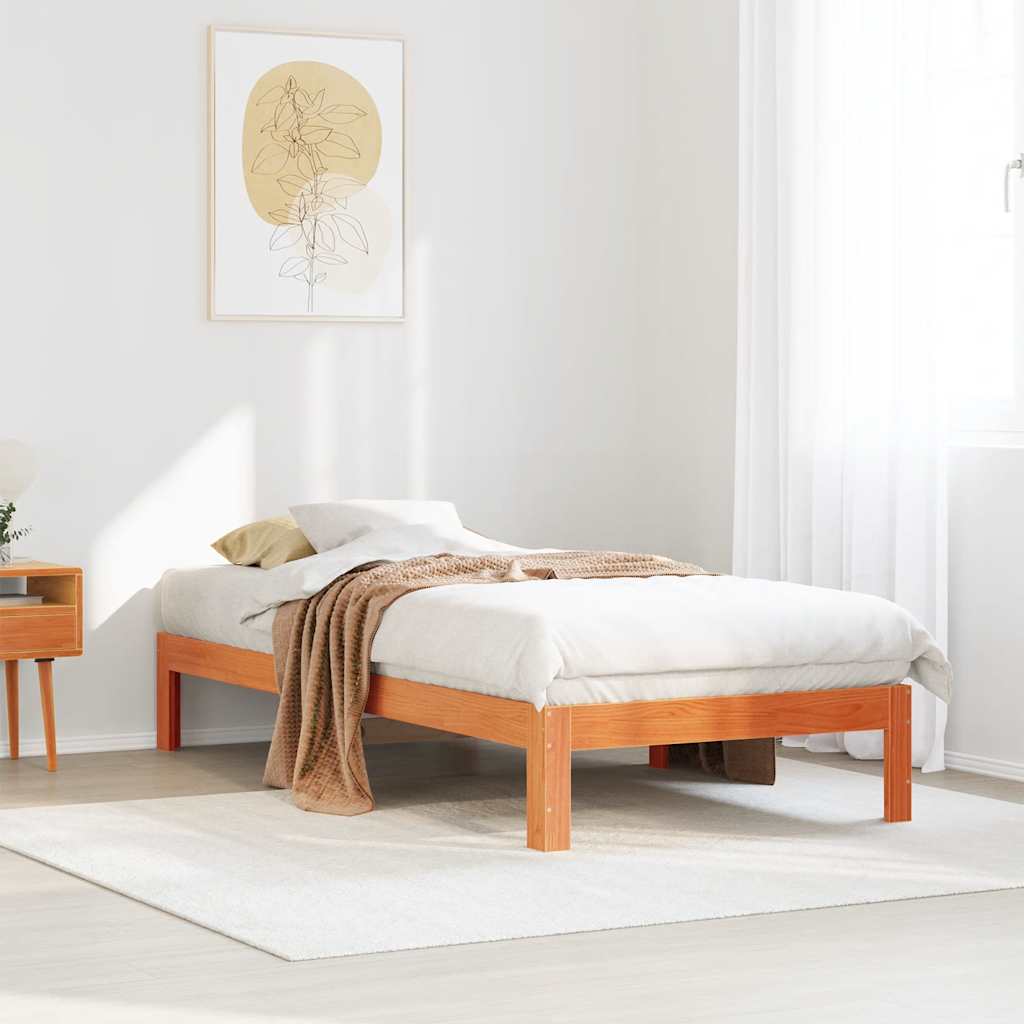 sengeramme uden madras 80x200 cm massivt fyrretræ gyldenbrun