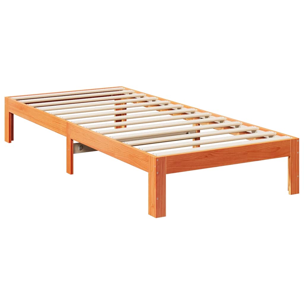 sengeramme uden madras 80x200 cm massivt fyrretræ gyldenbrun