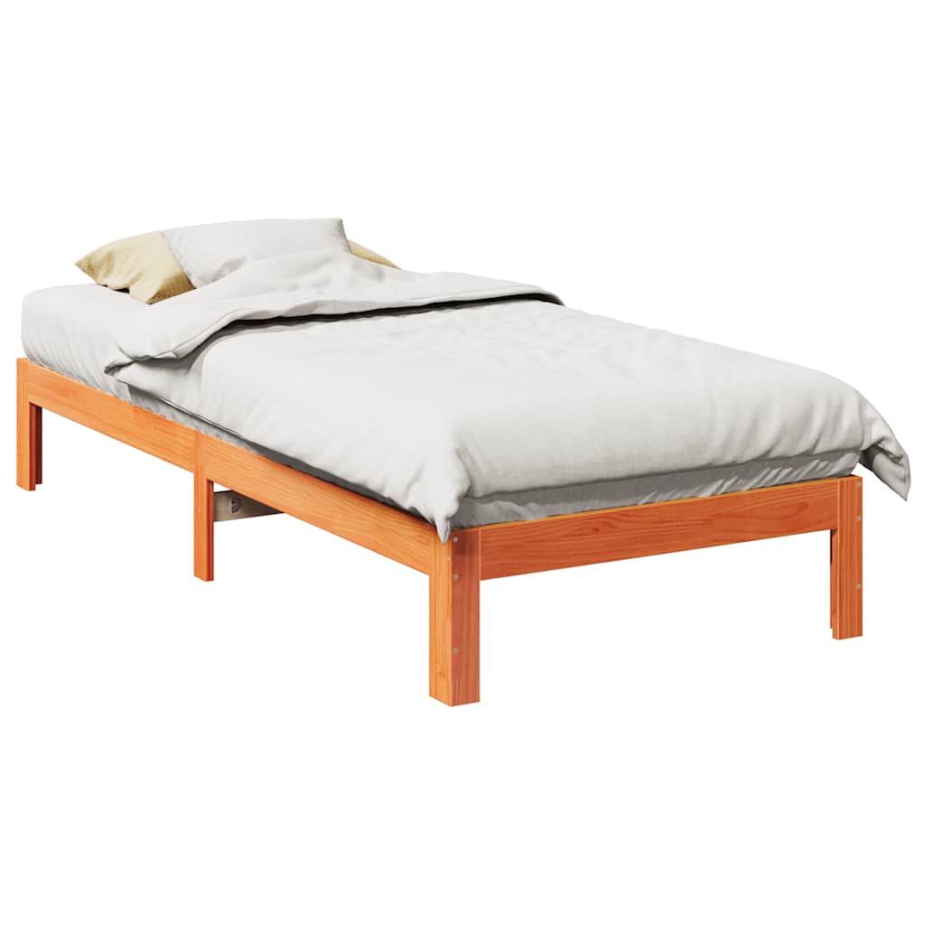 sengeramme uden madras 80x200 cm massivt fyrretræ gyldenbrun
