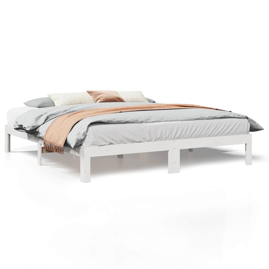 sengeramme uden madras 160x200 cm massivt fyrretræ hvid