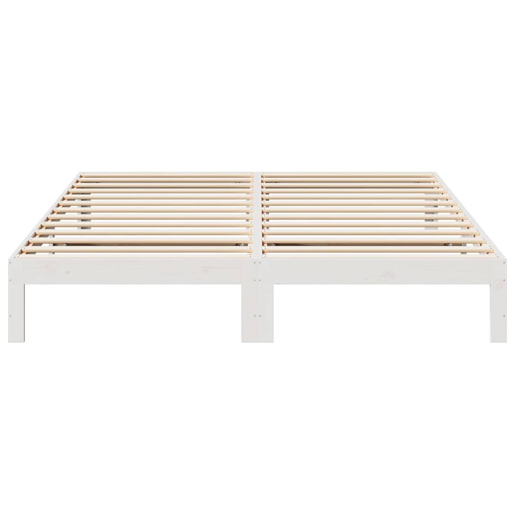 sengeramme uden madras 160x200 cm massivt fyrretræ hvid