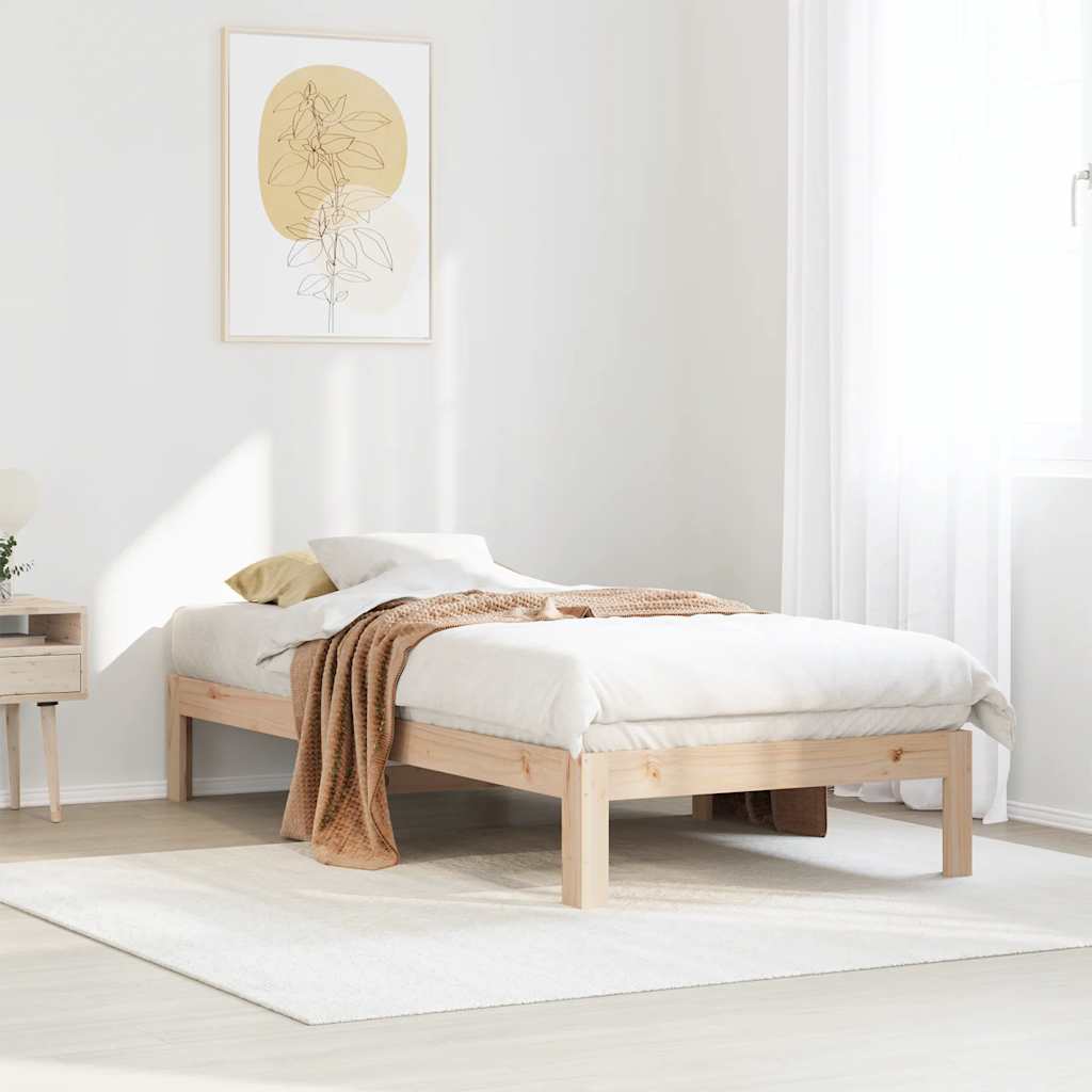sengeramme uden madras 90x200 cm massivt fyrretræ