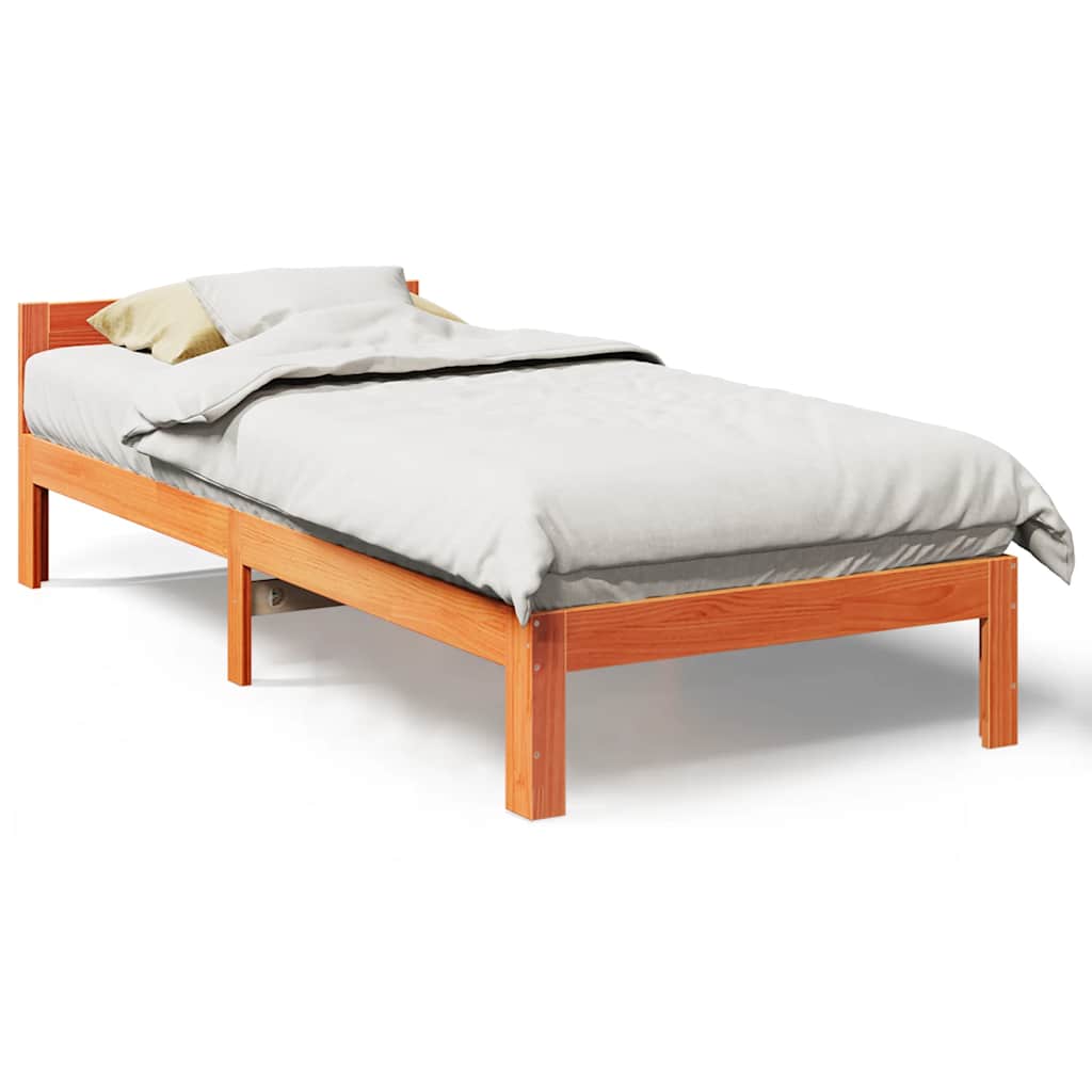 sengeramme uden madras 80x200 cm massivt fyrretræ gyldenbrun