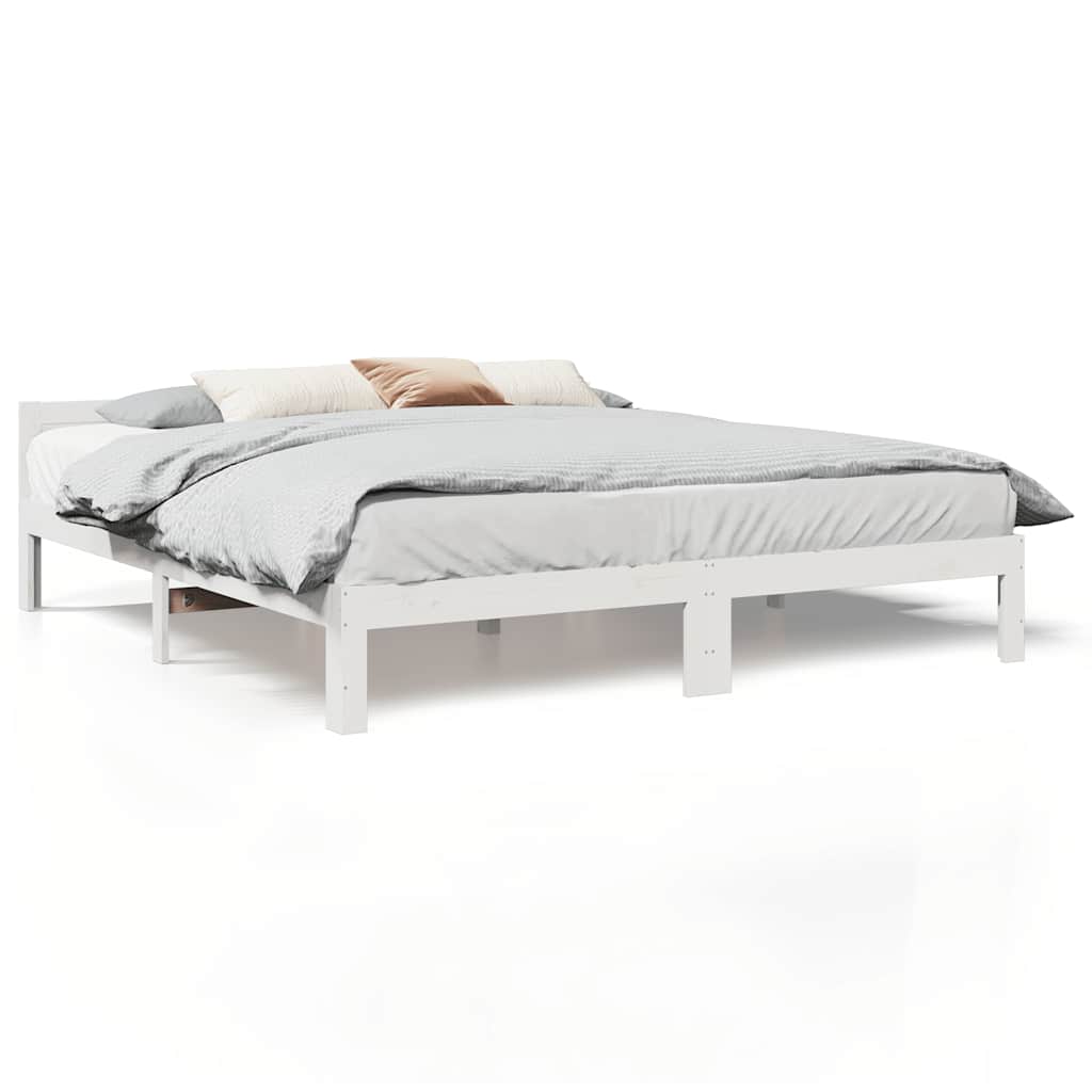 sengeramme uden madras 160x200 cm massivt fyrretræ hvid