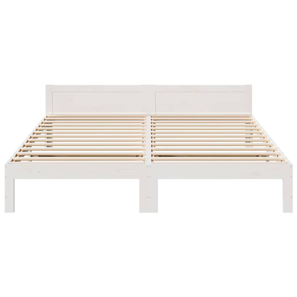 sengeramme uden madras 160x200 cm massivt fyrretræ hvid