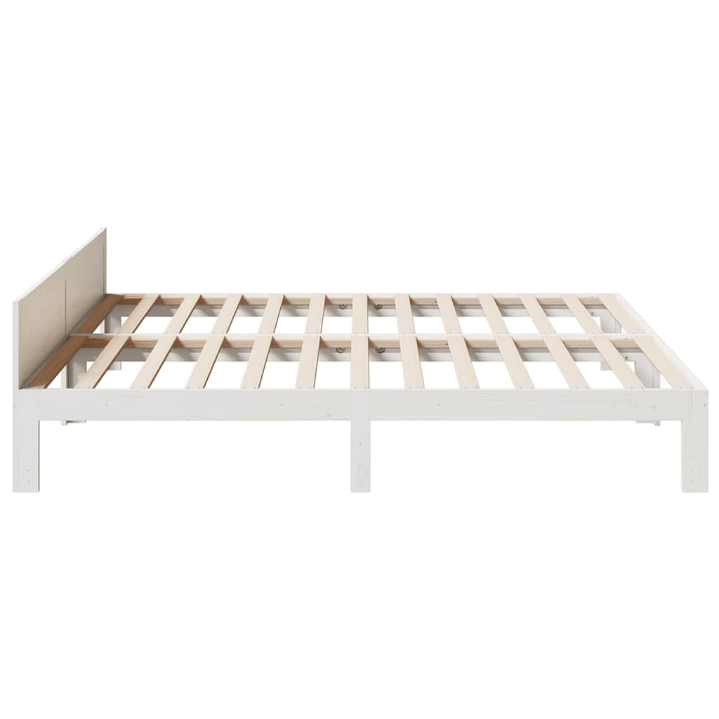 sengeramme uden madras 160x200 cm massivt fyrretræ hvid