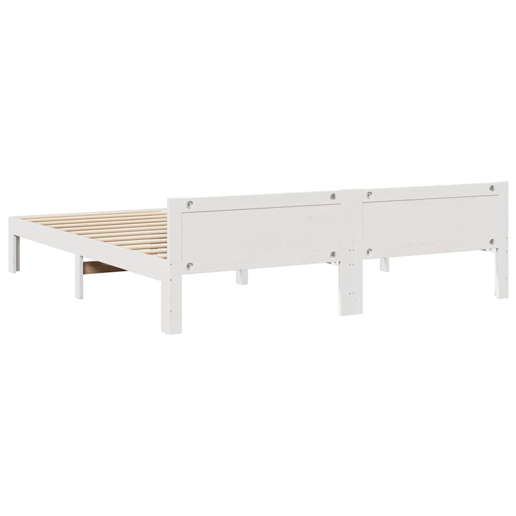 sengeramme uden madras 160x200 cm massivt fyrretræ hvid