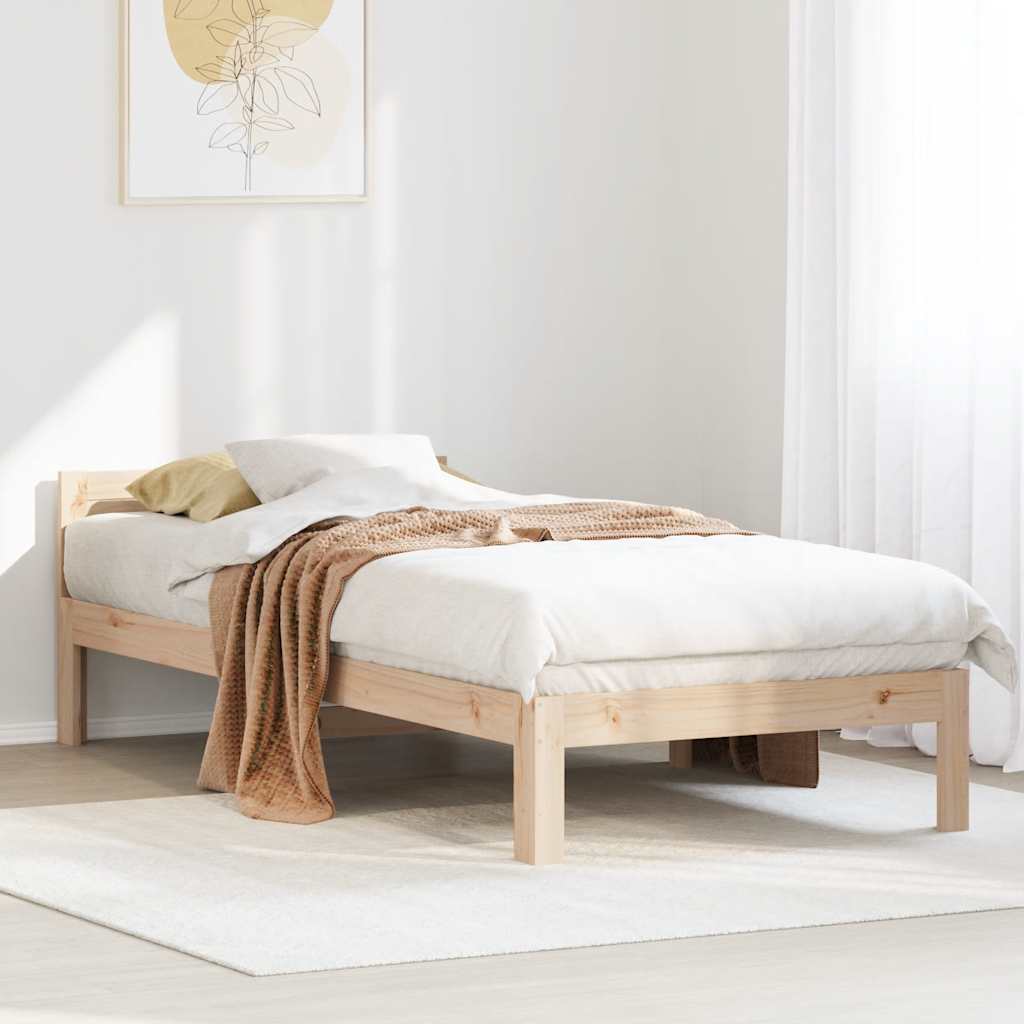 sengeramme uden madras 90x200 cm massivt fyrretræ