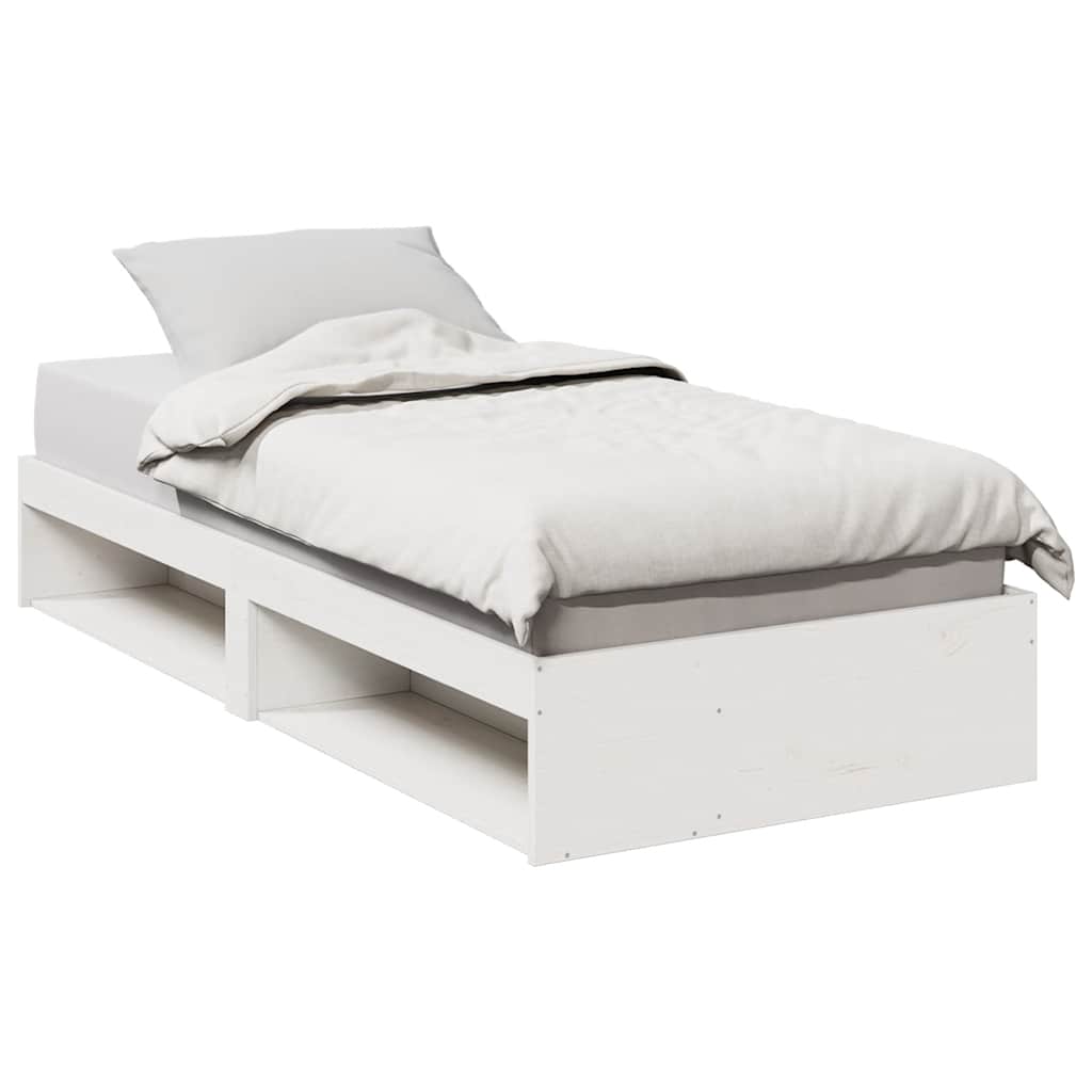 daybed med reol uden madras 100x200 cm massivt fyrretræ hvid
