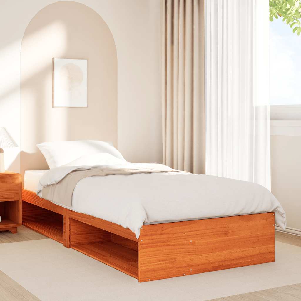 daybed uden madras 100x200 cm massivt fyrretræ gyldenbrun