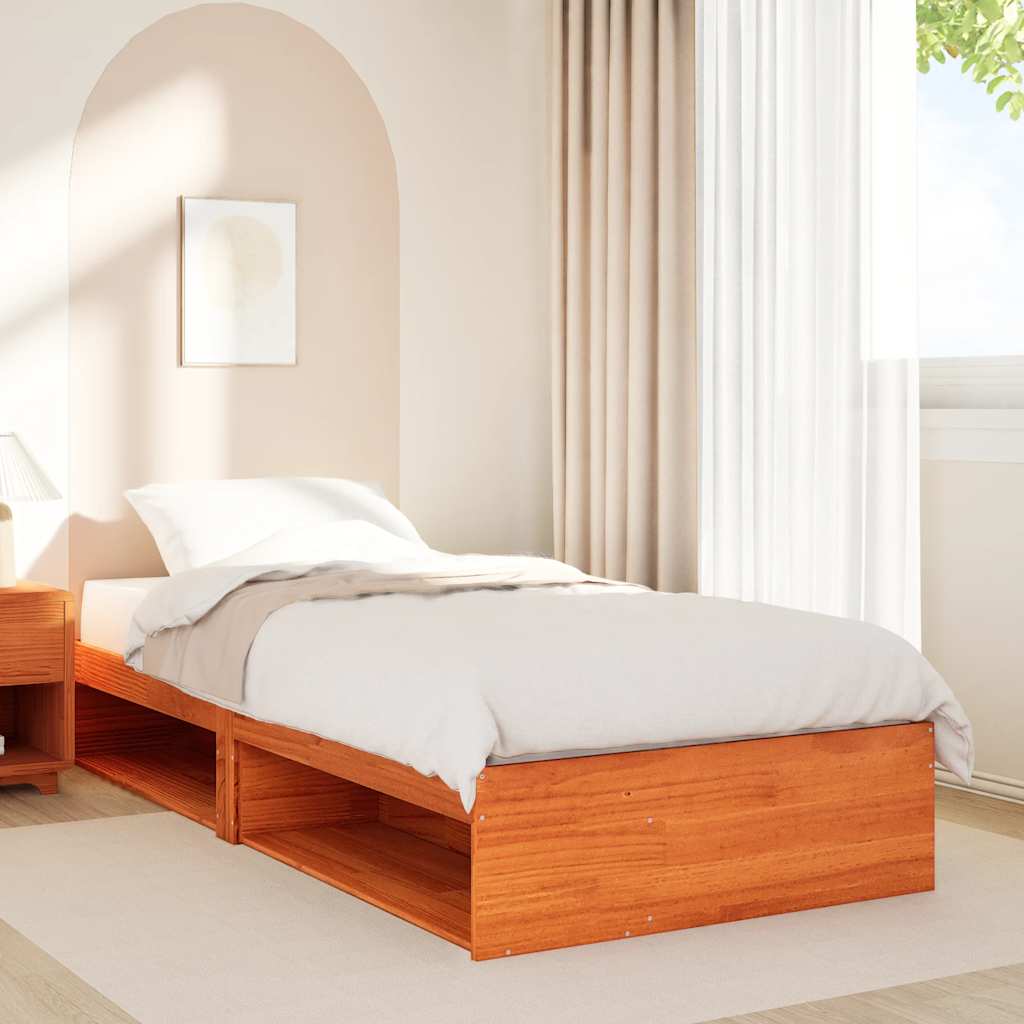 daybed uden madras 90x200 cm massivt fyrretræ gyldenbrun