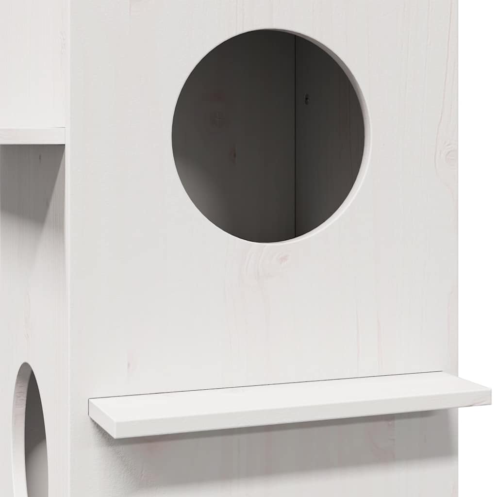 kattehus 43x43x60 cm massivt fyrretræ hvid