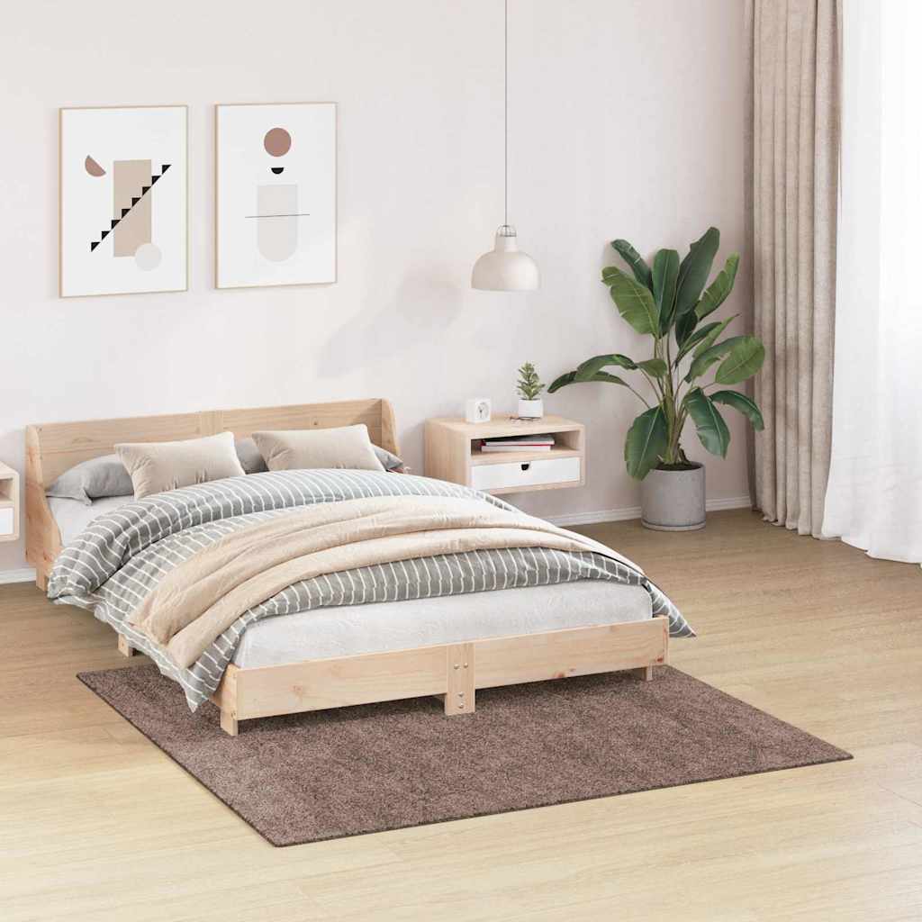 Anti-slip Shaggy tæppe Brun 160 x 160 cm PP