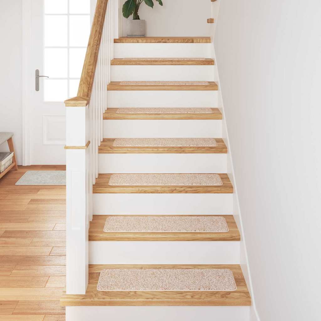 Skridsikre Trappemåtter 15 stk. 75 x 20 cm Creme PP Rektangulær