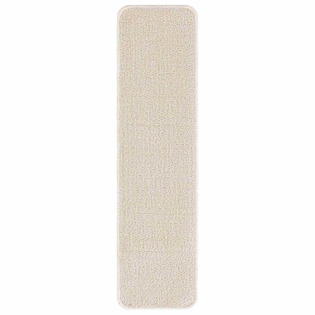Skridsikre Trappemåtter 15 stk. 75 x 20 cm Creme PP Rektangulær
