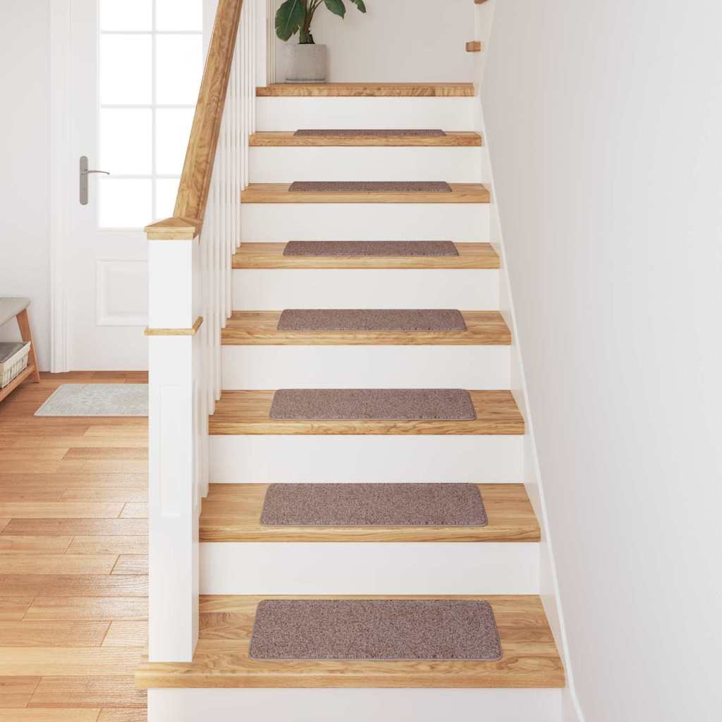 Skridsikre Trappemåtter 15 stk. 60 x 25 cm Lysebrun PP