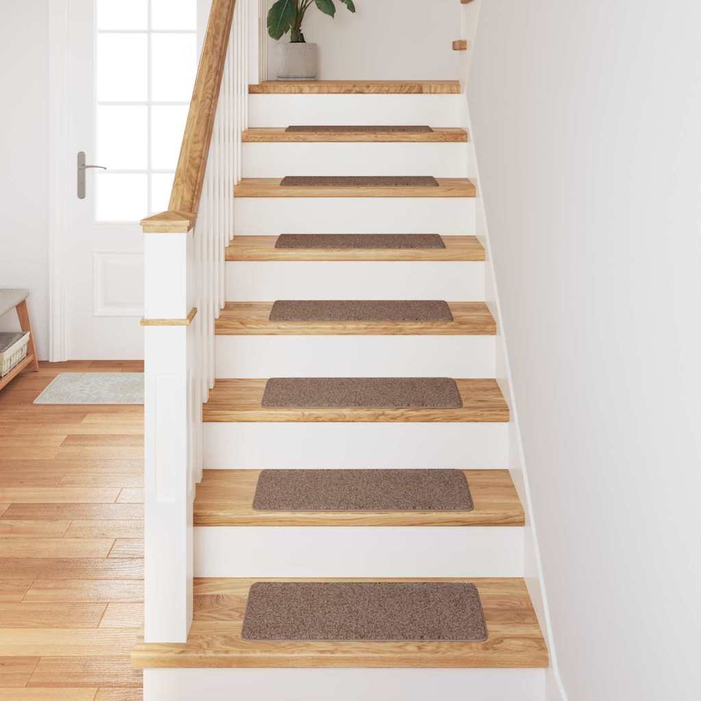 Skridsikre Trappemåtter 15 stk. 60 x 25 cm Brun PP Rektangulær