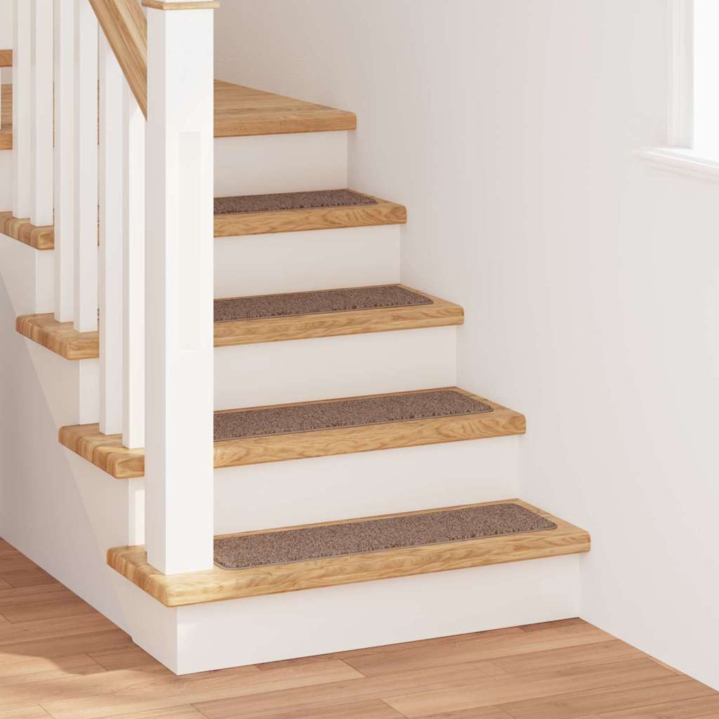 Skridsikre Trappemåtter 15 stk. 75 x 20 cm Brun PP Rektangulær