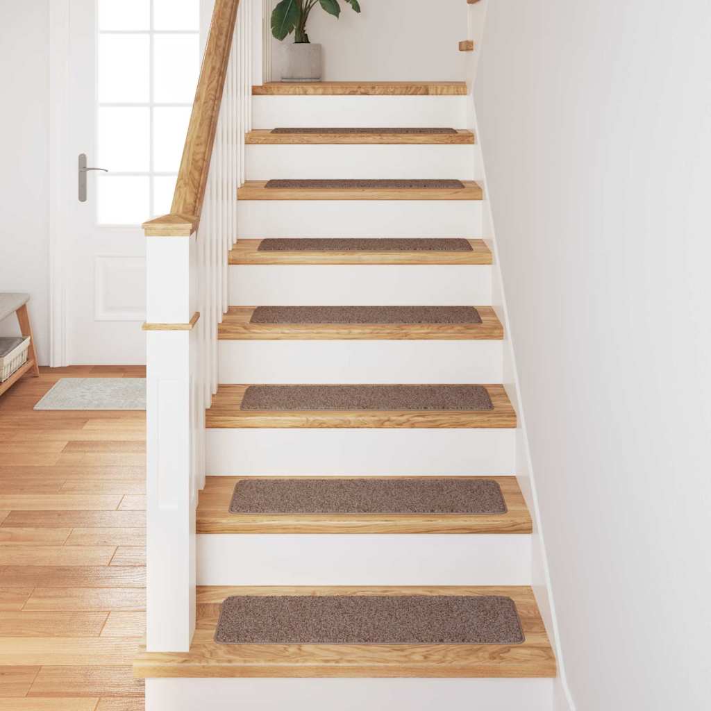 Skridsikre Trappemåtter 15 stk. 75 x 20 cm Brun PP Rektangulær