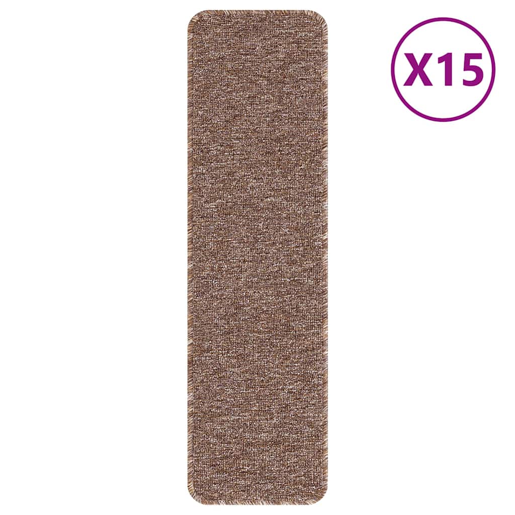 Skridsikre Trappemåtter 15 stk. 75 x 20 cm Brun PP Rektangulær