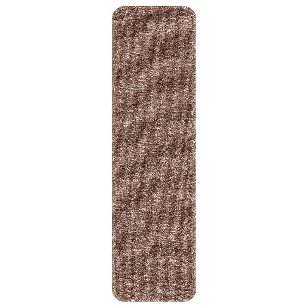 Skridsikre Trappemåtter 15 stk. 75 x 20 cm Brun PP Rektangulær