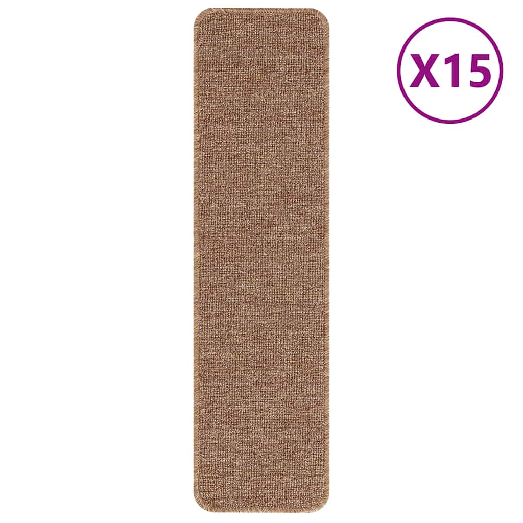 Skridsikre Trappemåtter 15 stk. 75 x 20 cm Gul PP Rektangulær